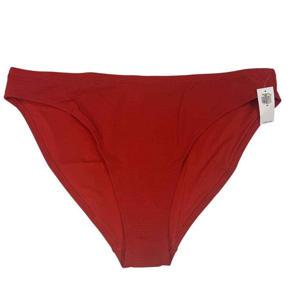 Old Navy Women 2X Red Bikini Swim Bottom Mid Rise Textured New with Tags